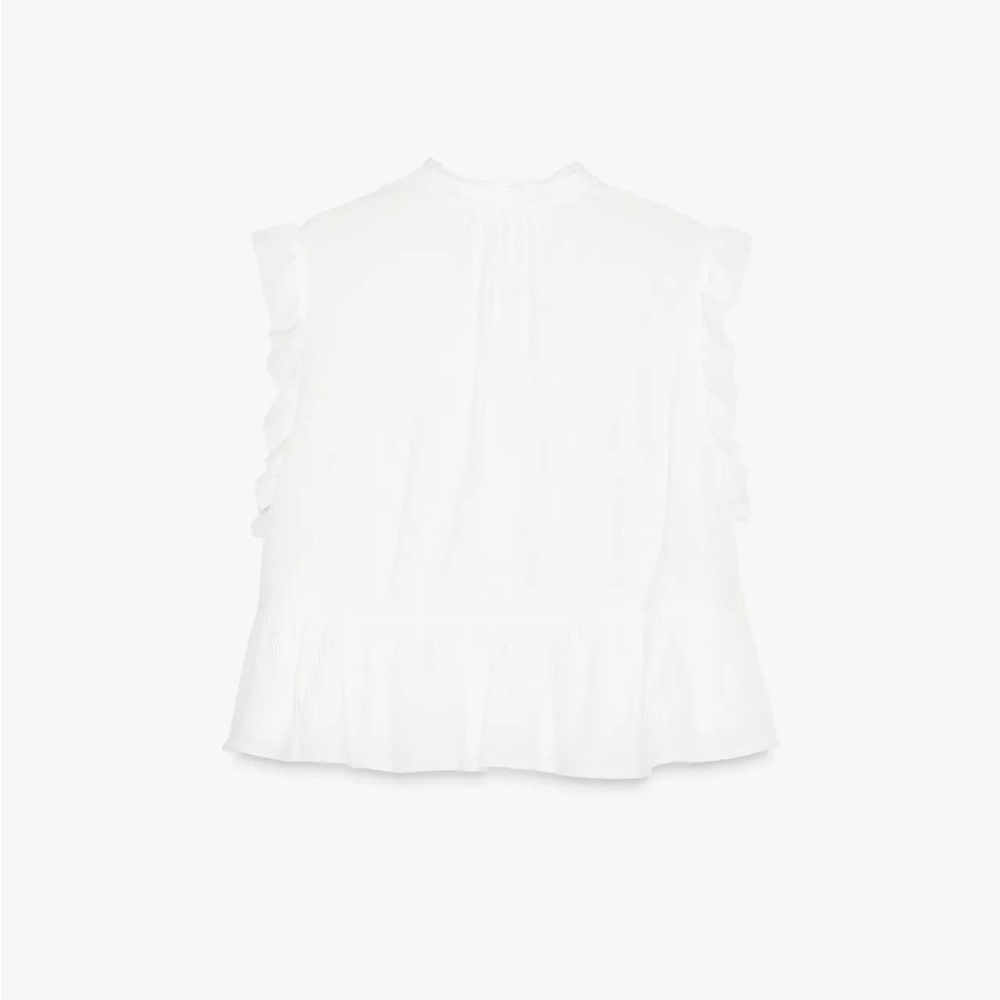 Zara White Ruffle Sleeve Blouse